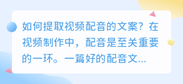 如何提取视频配音的文案(视频配音的文案怎么提取)