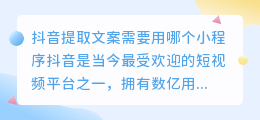 抖音提取文案需要用哪个小程序(抖音用什么提取文案小程序)