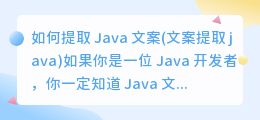 如何提取 Java 文案(文案提取 java)