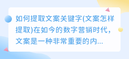 如何提取文案关键字(文案怎样提取)